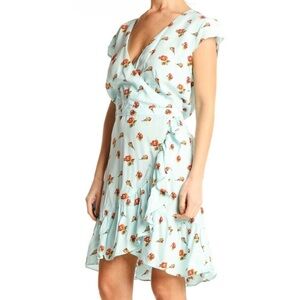 Blue Floral Print Fit & Flare Dress